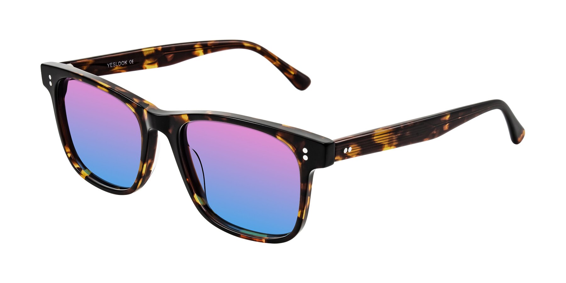 Angle of Rhanna in Tortoise with Pink / Blue Gradient Lenses