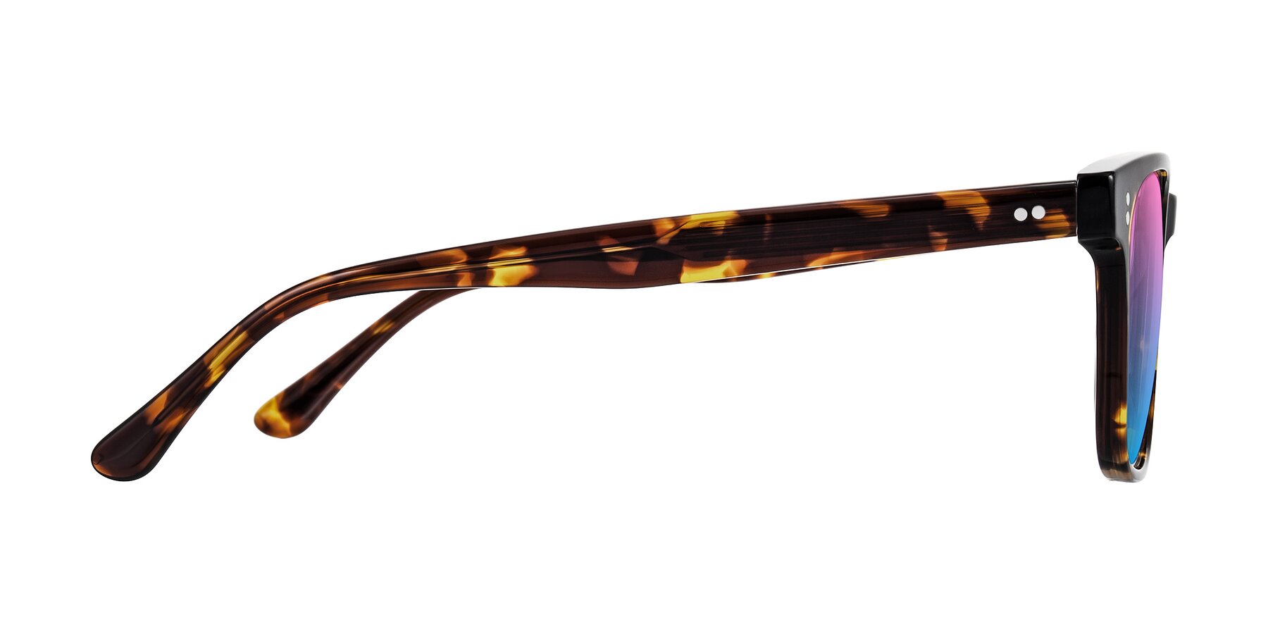 Side of Rhanna in Tortoise with Pink / Blue Gradient Lenses
