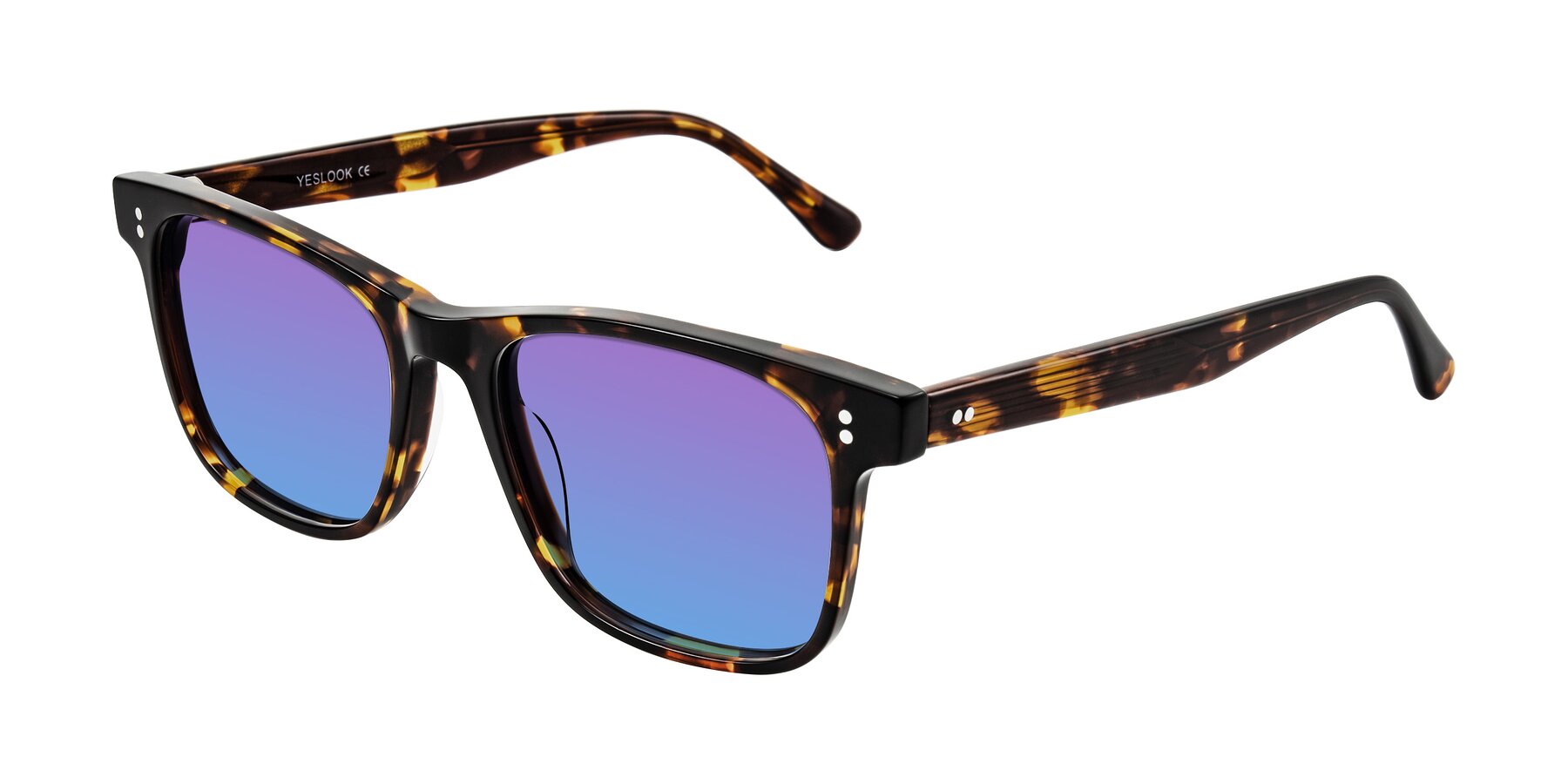 Angle of Rhanna in Tortoise with Purple / Blue Gradient Lenses