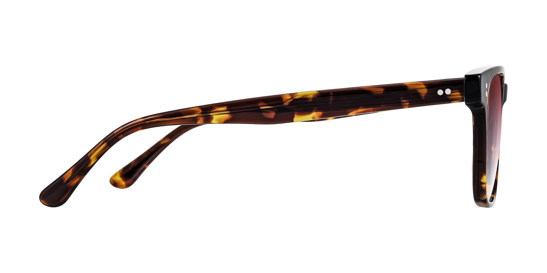 Side of Rhanna in Tortoise with Garnet Gradient Lenses