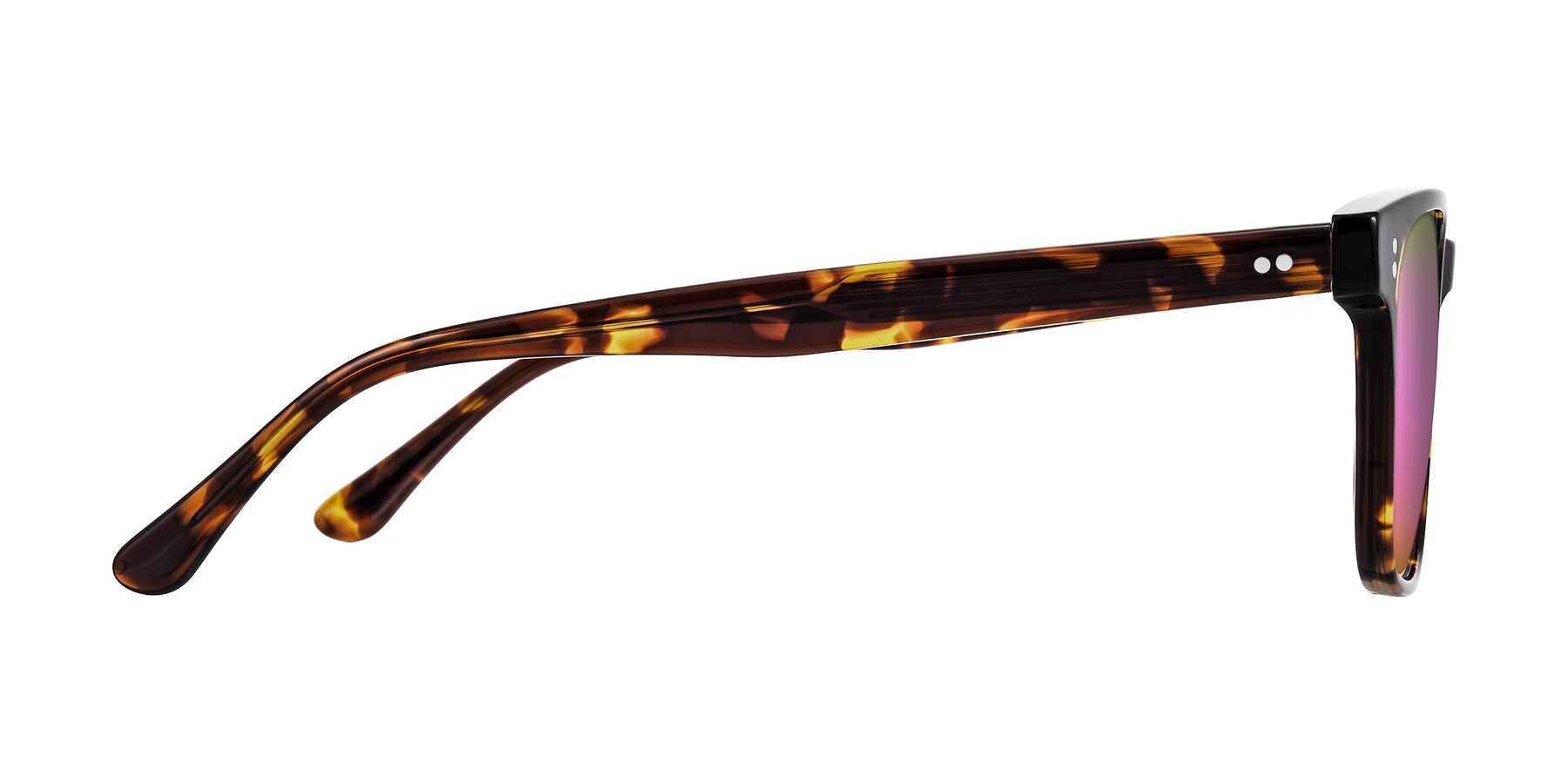 Side of Rhanna in Tortoise with Pink Mirrored Lenses