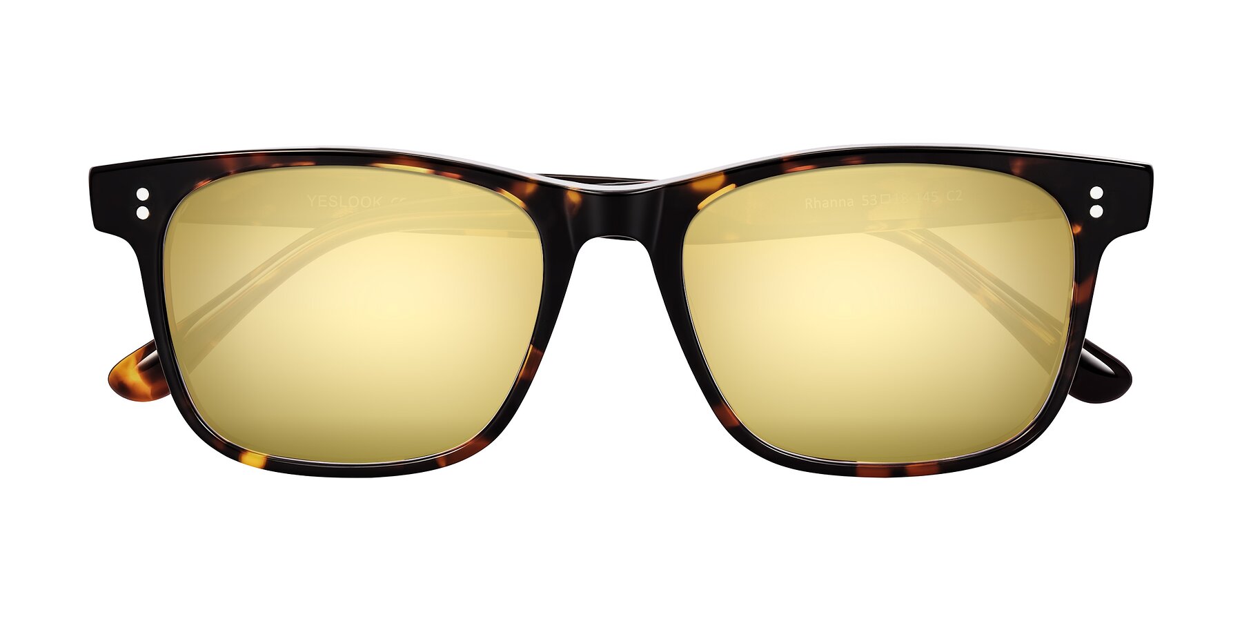 Folded Front of Rhanna in Tortoise with Gold Mirrored Lenses