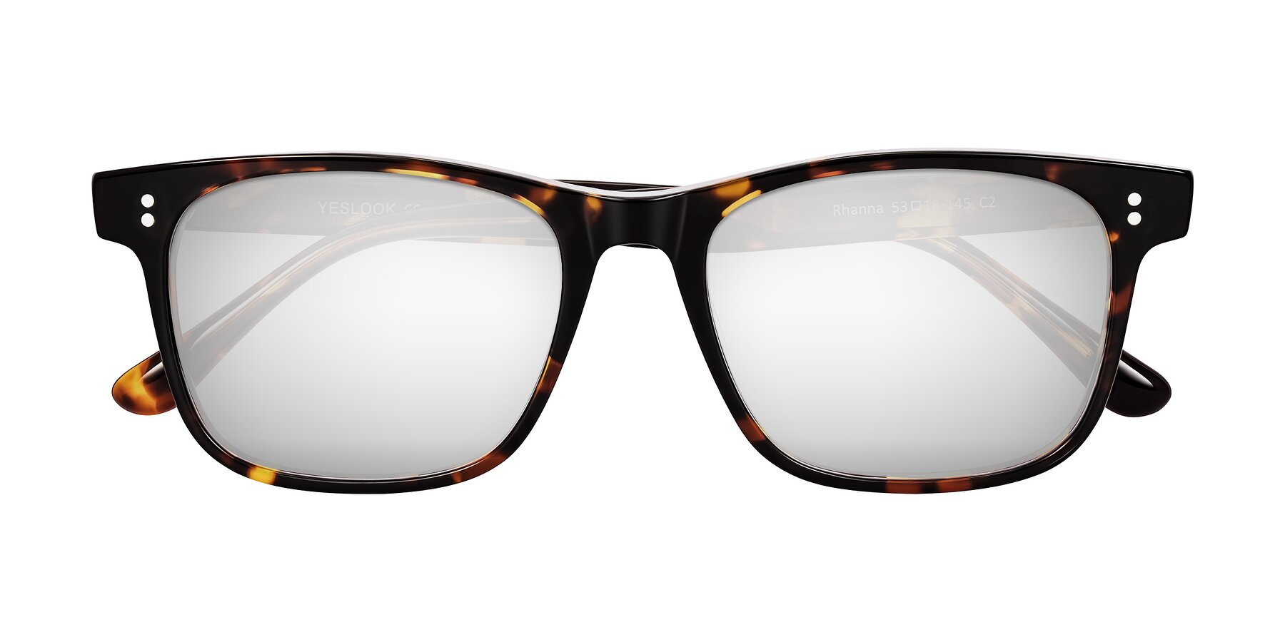 Folded Front of Rhanna in Tortoise with Silver Mirrored Lenses