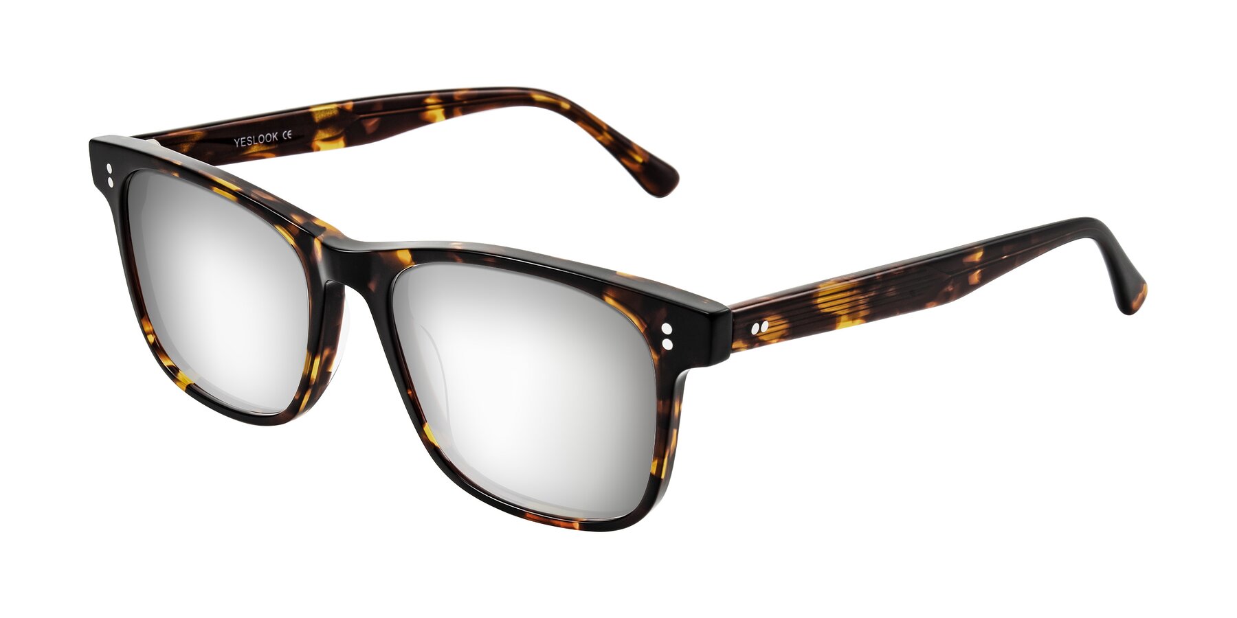 Angle of Rhanna in Tortoise with Silver Mirrored Lenses