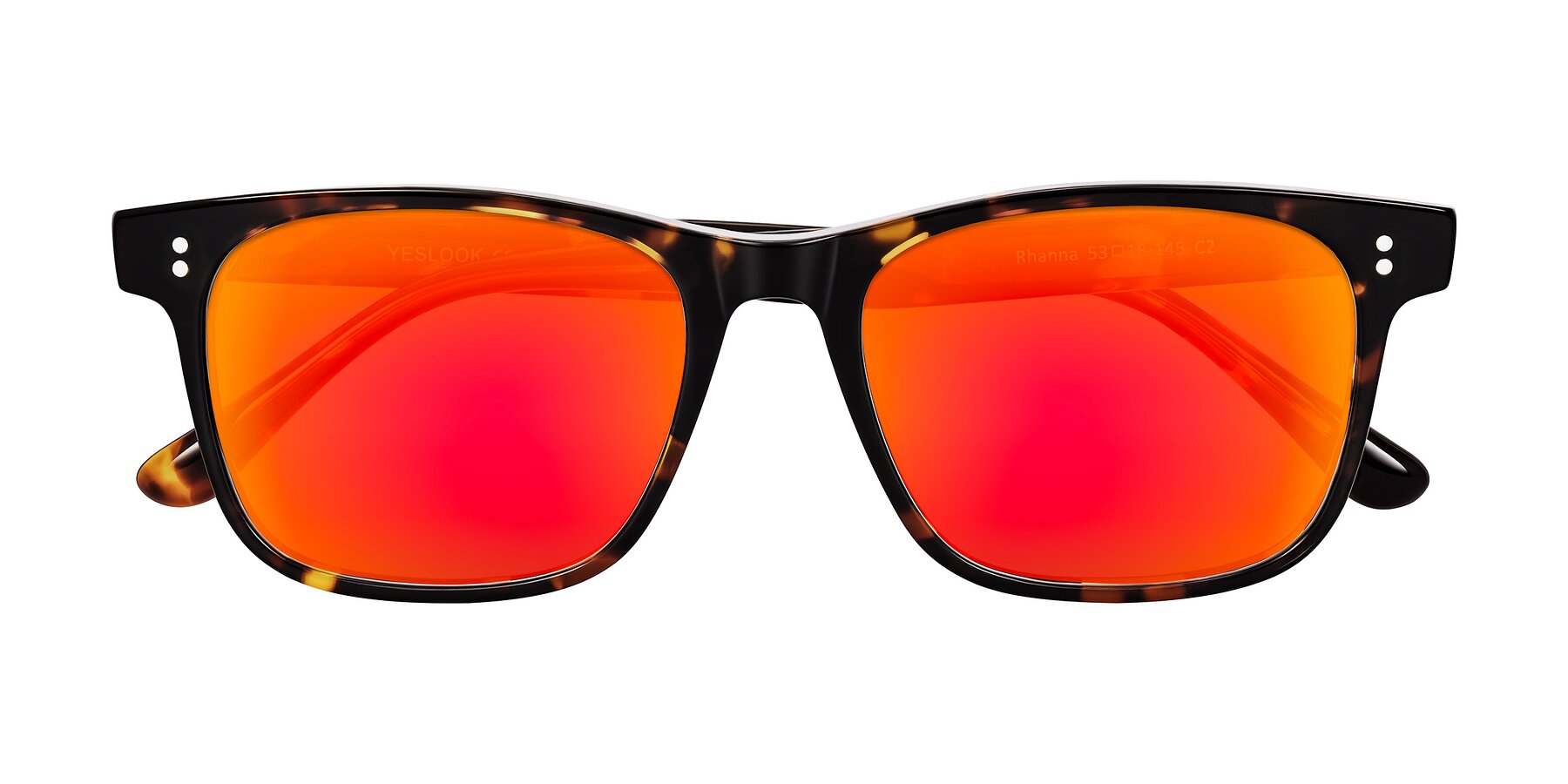 Folded Front of Rhanna in Tortoise with Red Gold Mirrored Lenses