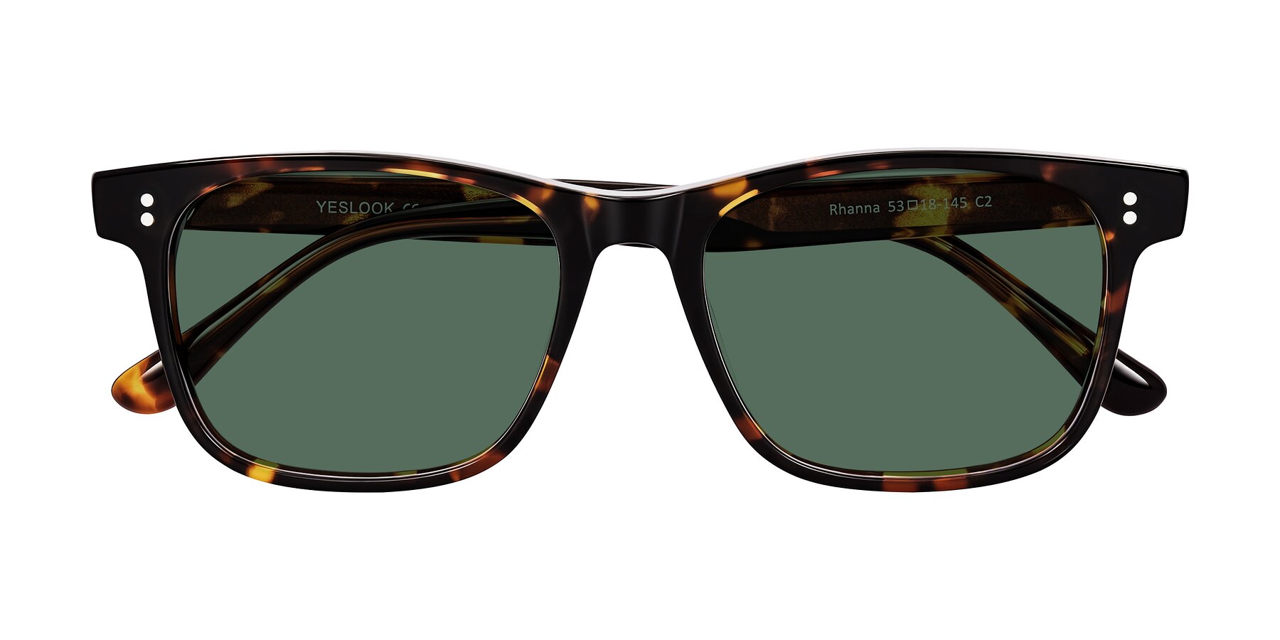 Folded Front of Rhanna in Tortoise with Green Polarized Lenses