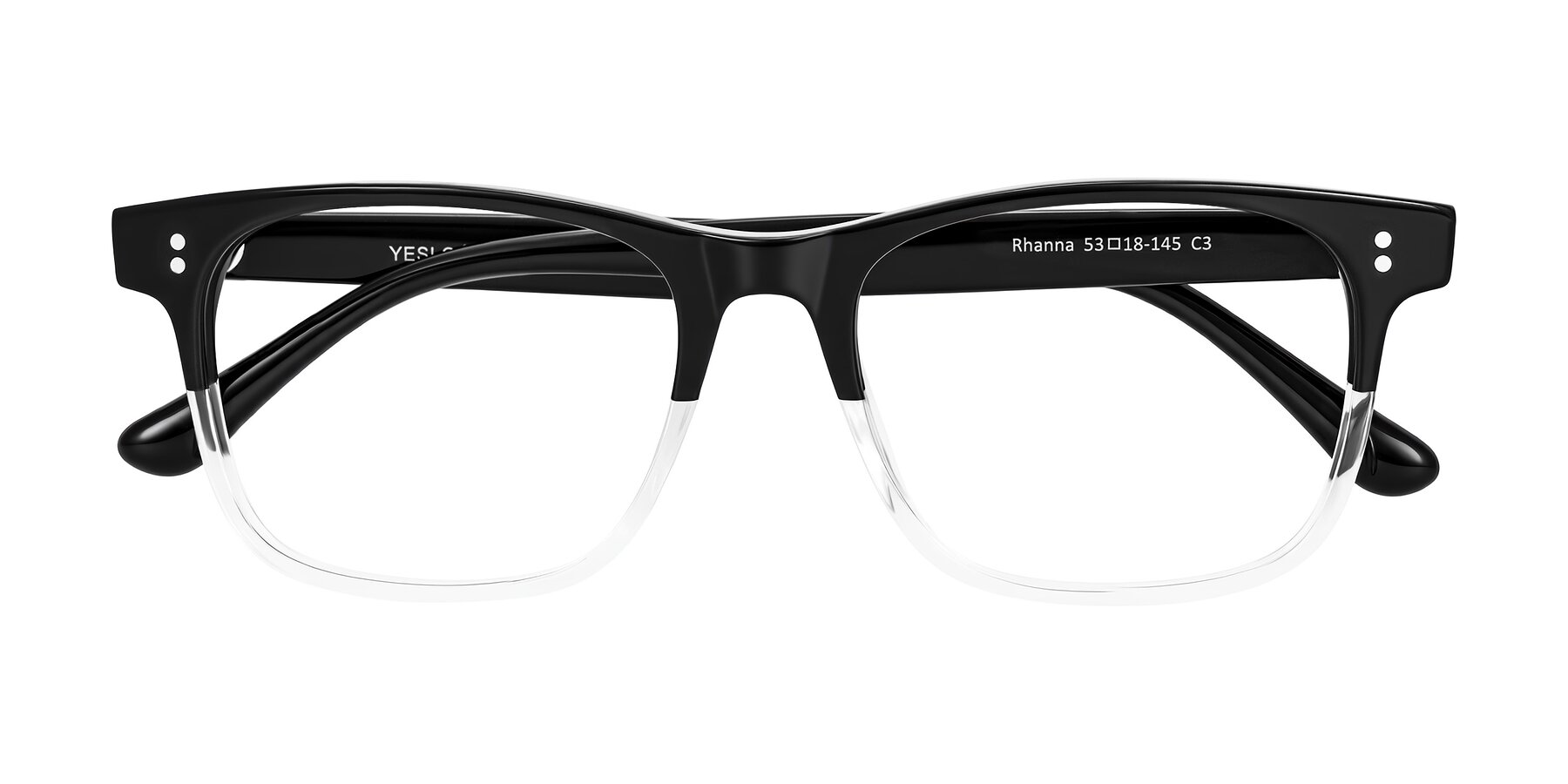 Folded Front of Rhanna in Black/Clear with Clear Blue Light Blocking Lenses