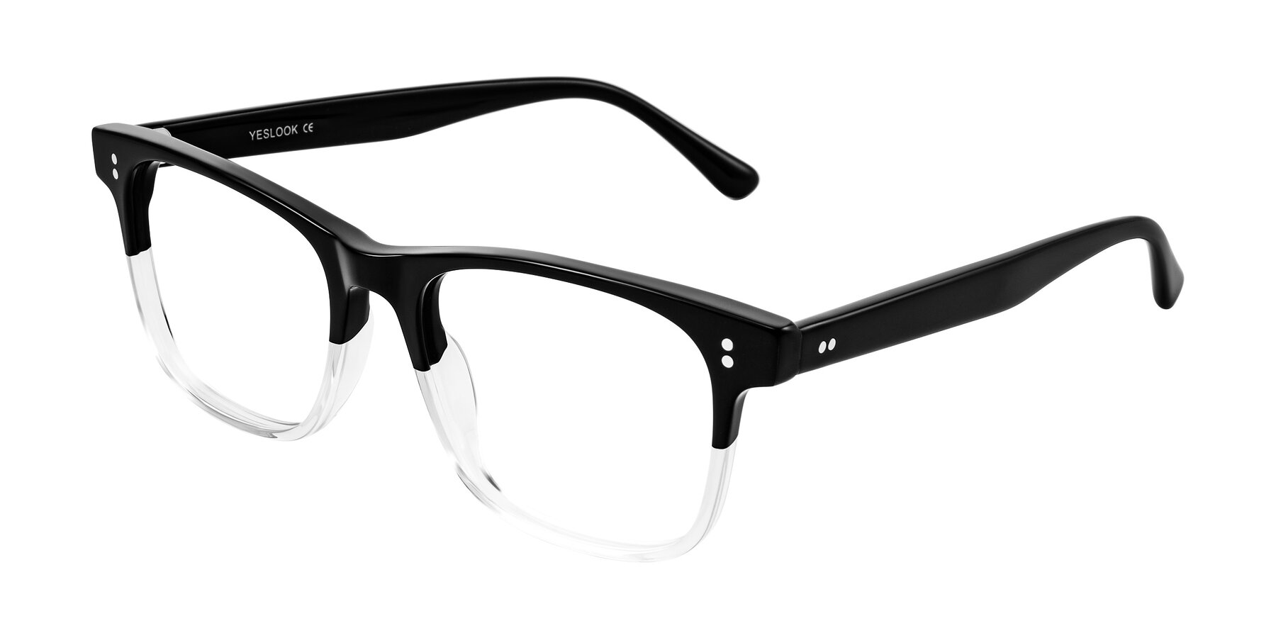 Angle of Rhanna in Black/Clear with Clear Blue Light Blocking Lenses