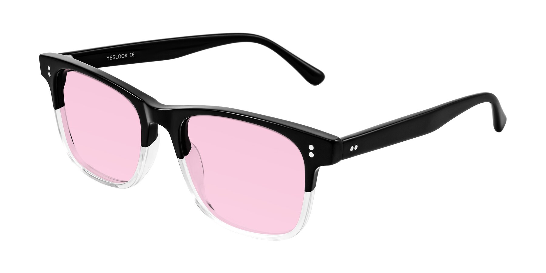 Angle of Rhanna in Black/Clear with Light Pink Tinted Lenses