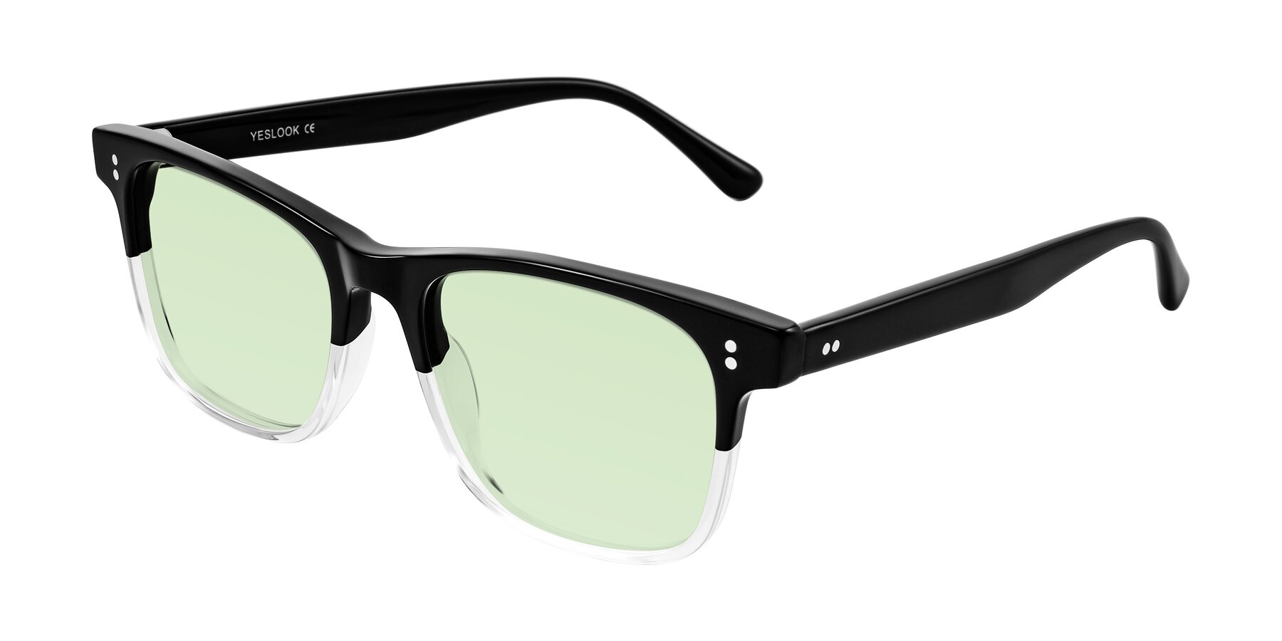 Angle of Rhanna in Black/Clear with Light Green Tinted Lenses
