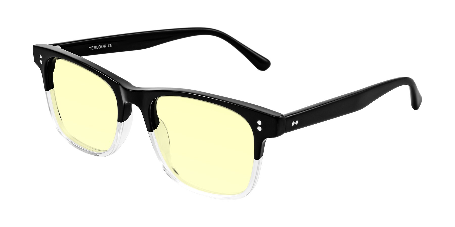 Angle of Rhanna in Black/Clear with Light Yellow Tinted Lenses