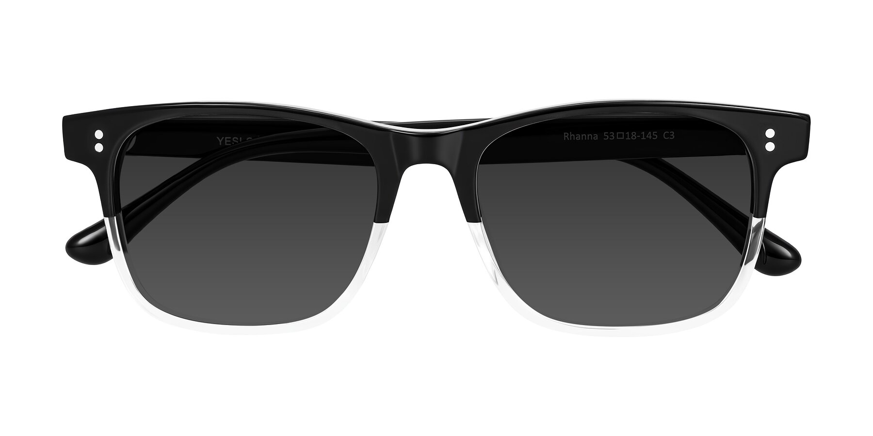 Folded Front of Rhanna in Black/Clear with Gray Tinted Lenses