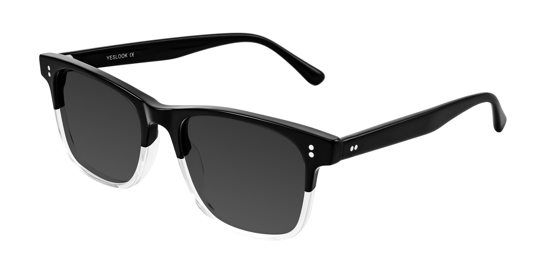 Angle of Rhanna in Black/Clear with Gray Tinted Lenses