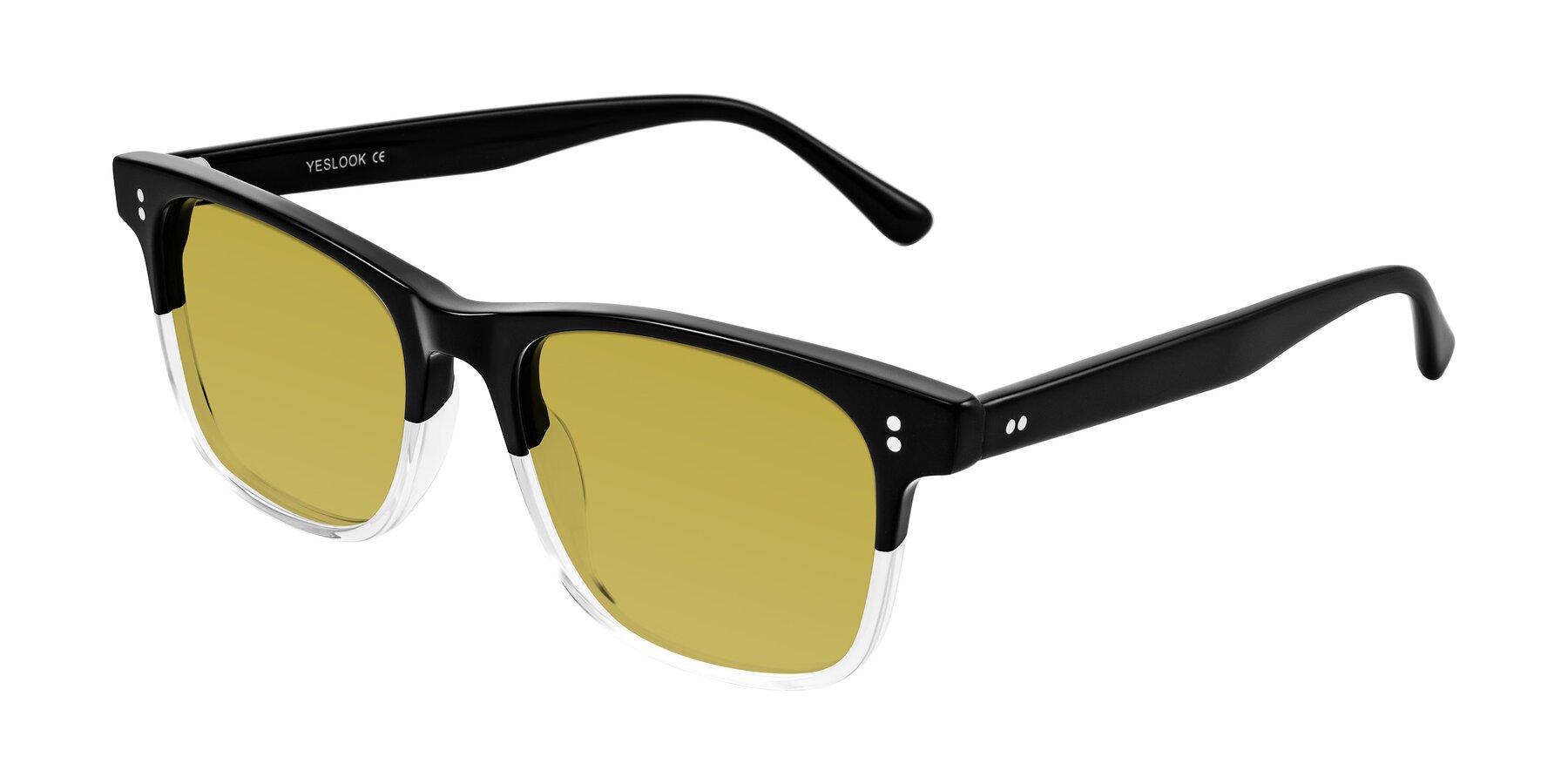 Angle of Rhanna in Black/Clear with Champagne Tinted Lenses