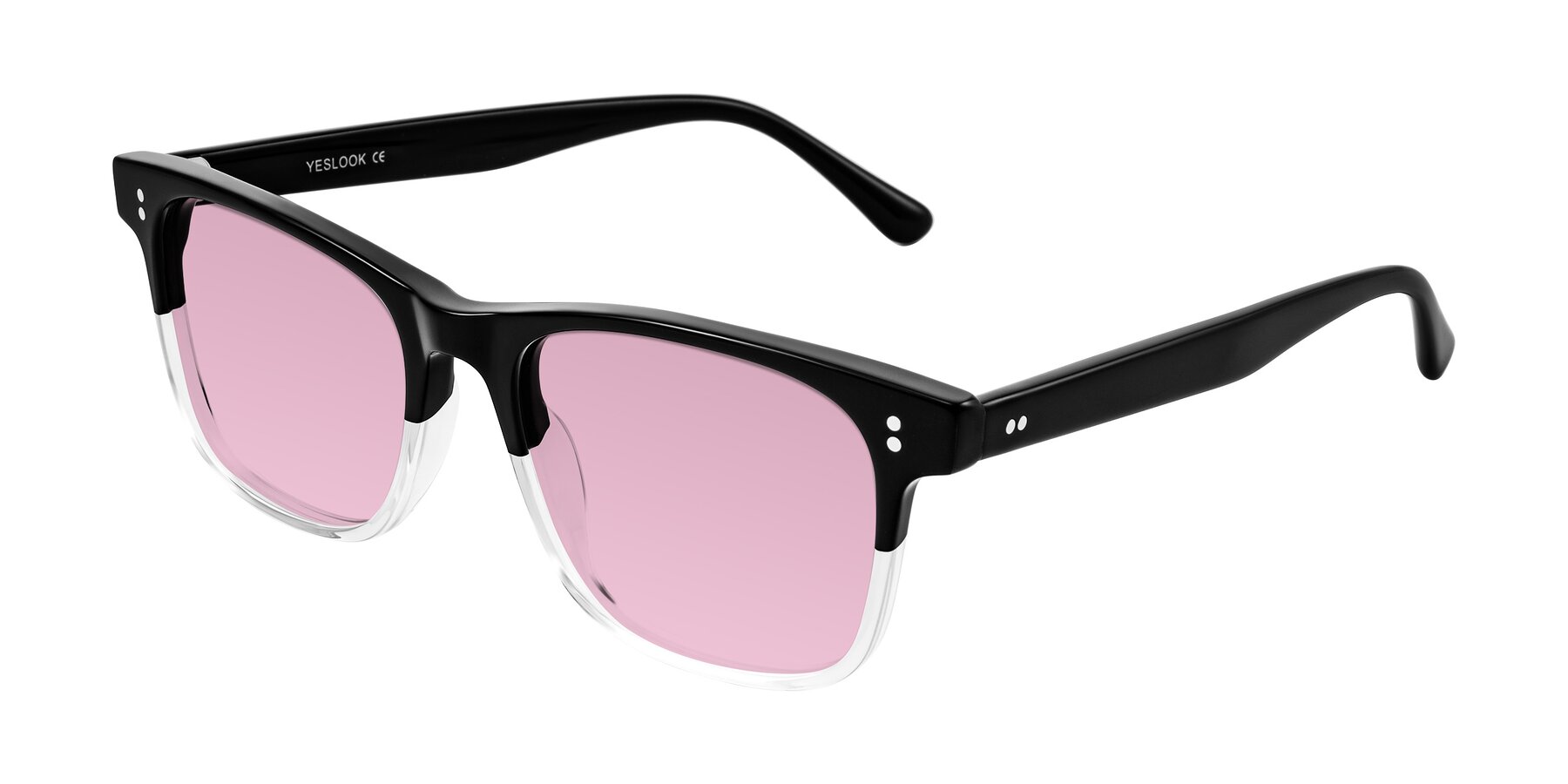 Angle of Rhanna in Black/Clear with Light Wine Tinted Lenses