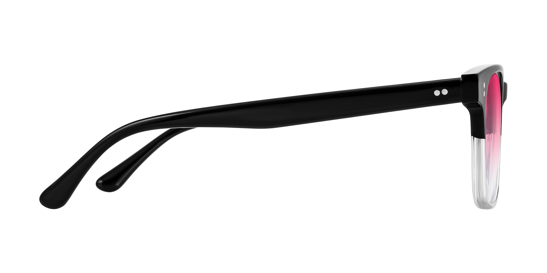 Side of Rhanna in Black/Clear with Pink Gradient Lenses