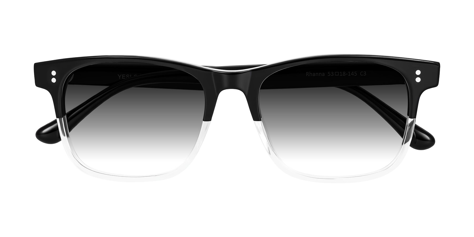 Folded Front of Rhanna in Black/Clear with Gray Gradient Lenses