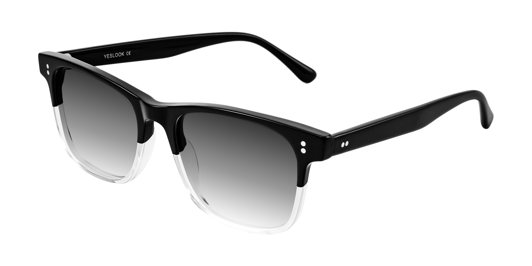 Angle of Rhanna in Black/Clear with Gray Gradient Lenses
