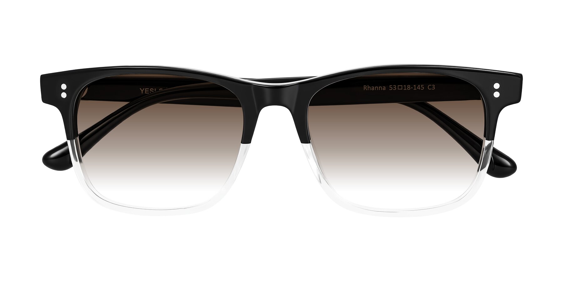 Folded Front of Rhanna in Black/Clear with Brown Gradient Lenses