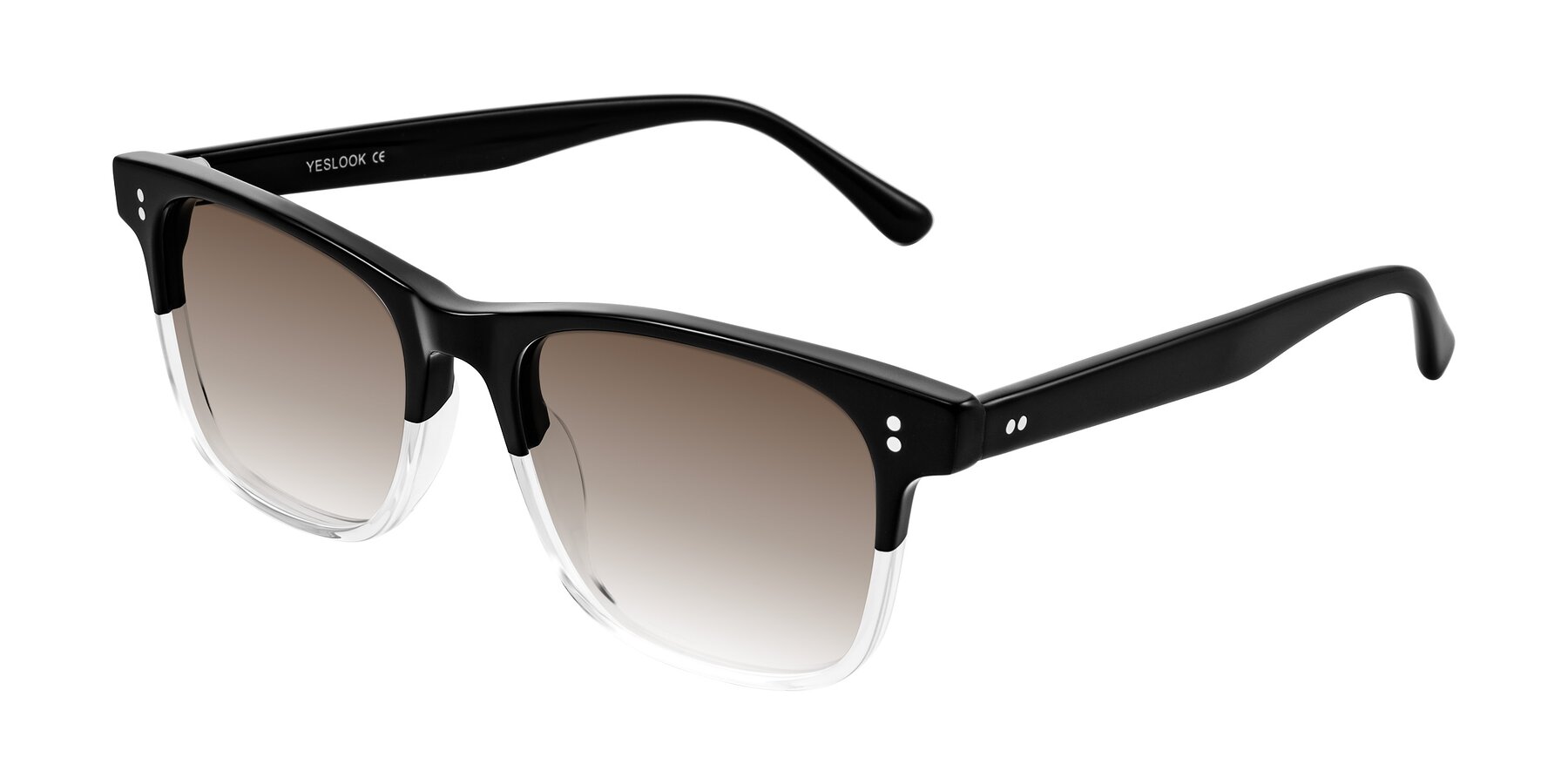 Angle of Rhanna in Black/Clear with Brown Gradient Lenses