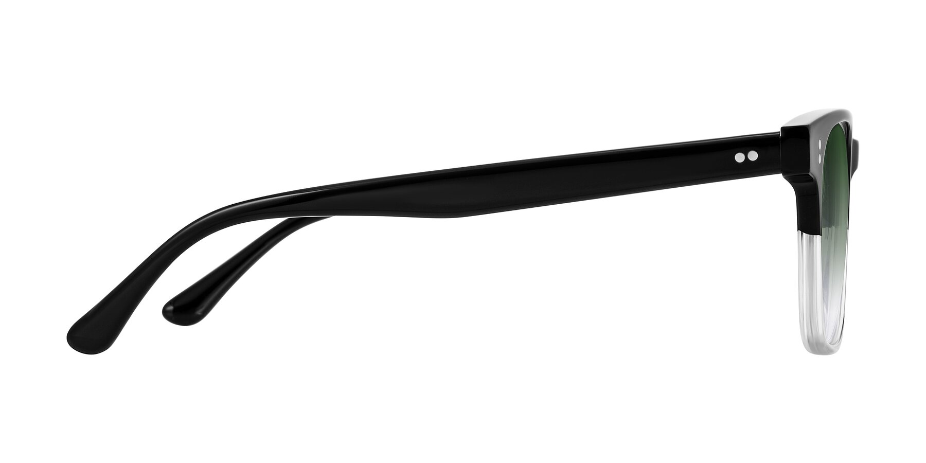 Side of Rhanna in Black/Clear with Green Gradient Lenses