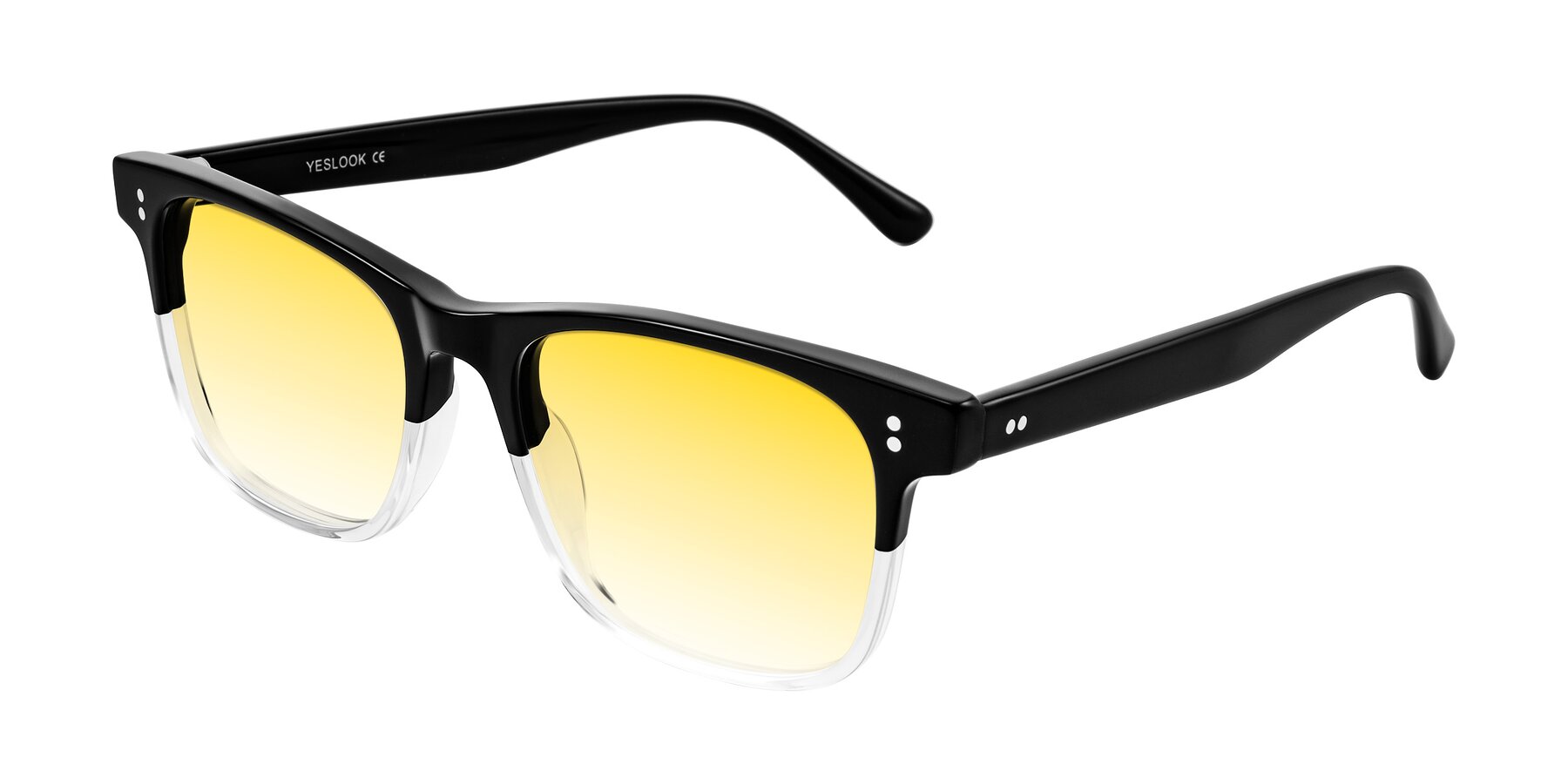 Angle of Rhanna in Black/Clear with Yellow Gradient Lenses