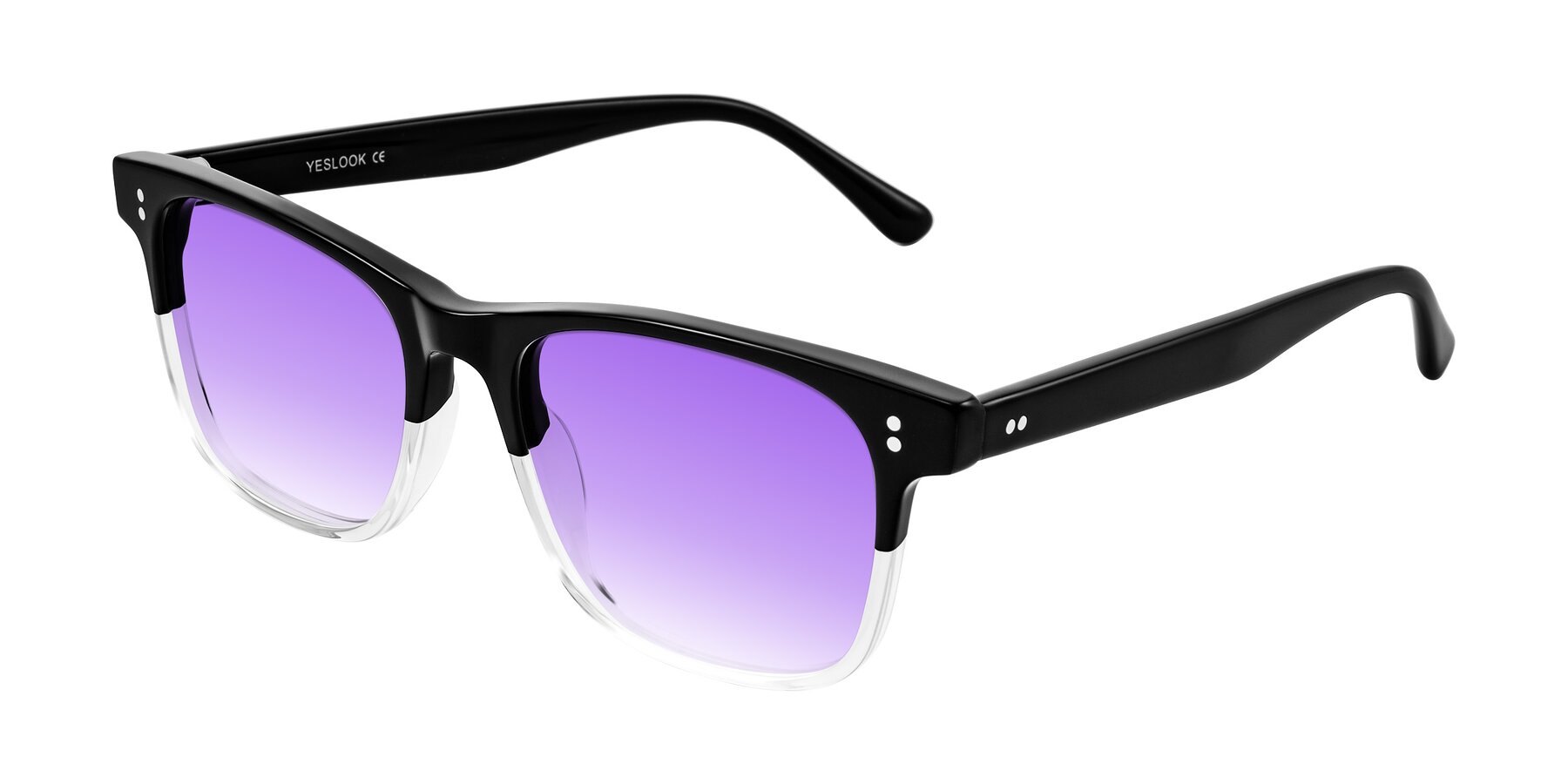 Angle of Rhanna in Black/Clear with Purple Gradient Lenses