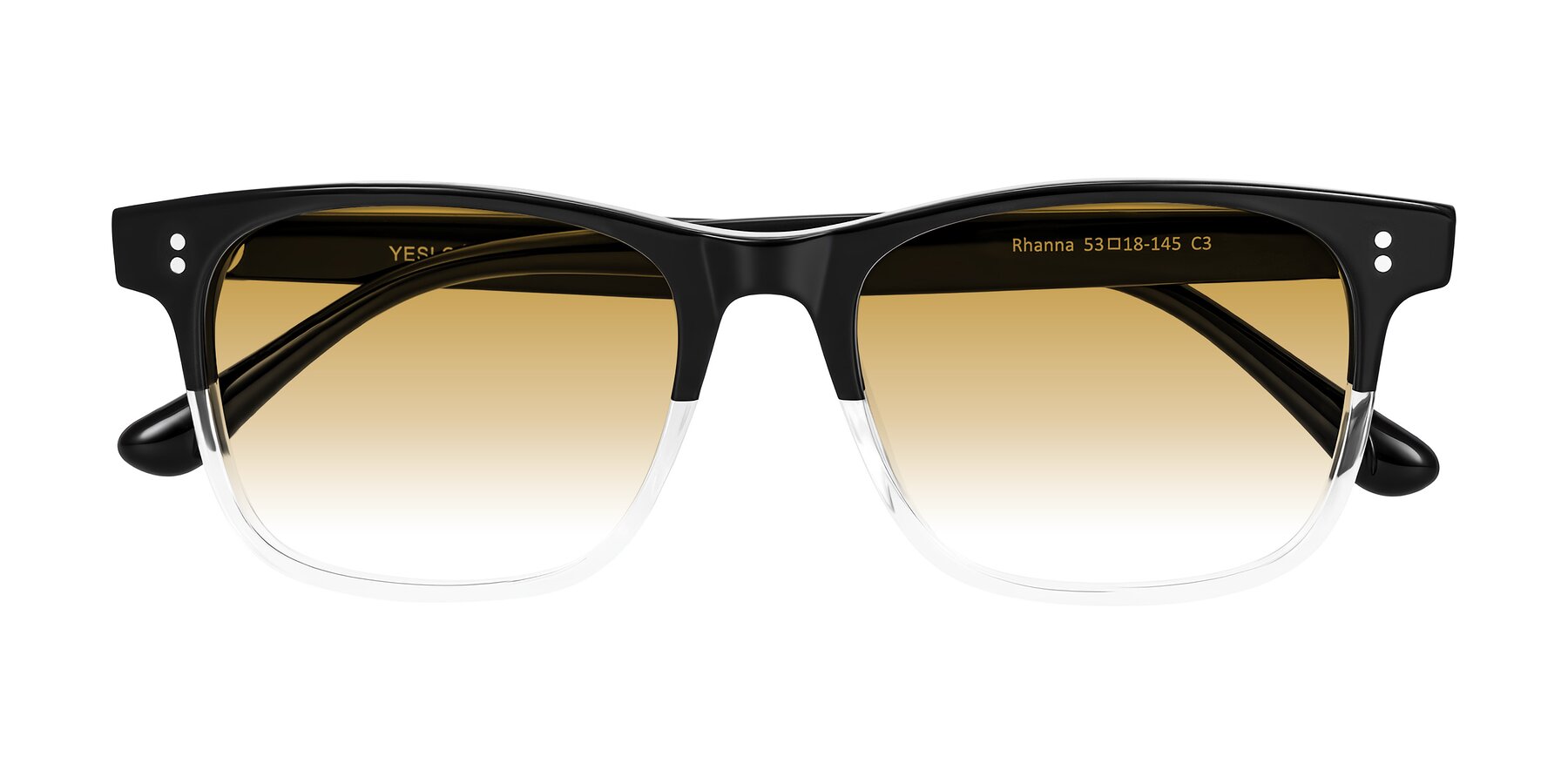 Folded Front of Rhanna in Black/Clear with Champagne Gradient Lenses