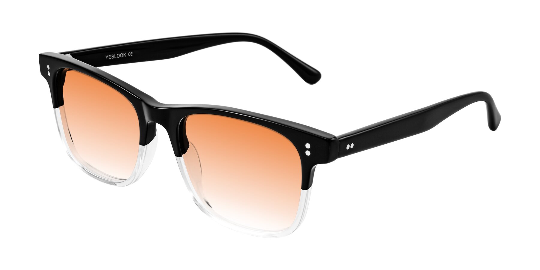 Angle of Rhanna in Black/Clear with Orange Gradient Lenses