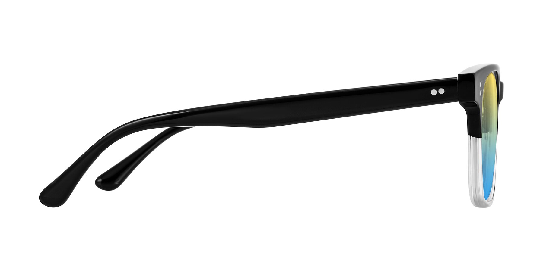 Side of Rhanna in Black/Clear with Yellow / Blue Gradient Lenses