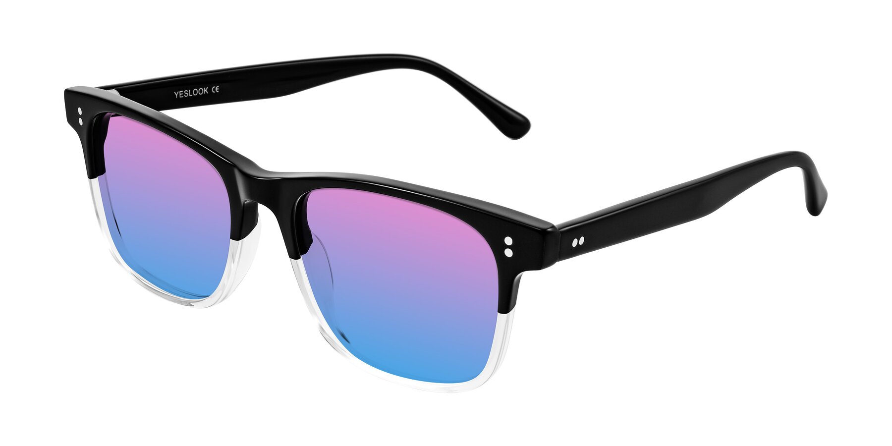 Angle of Rhanna in Black/Clear with Pink / Blue Gradient Lenses