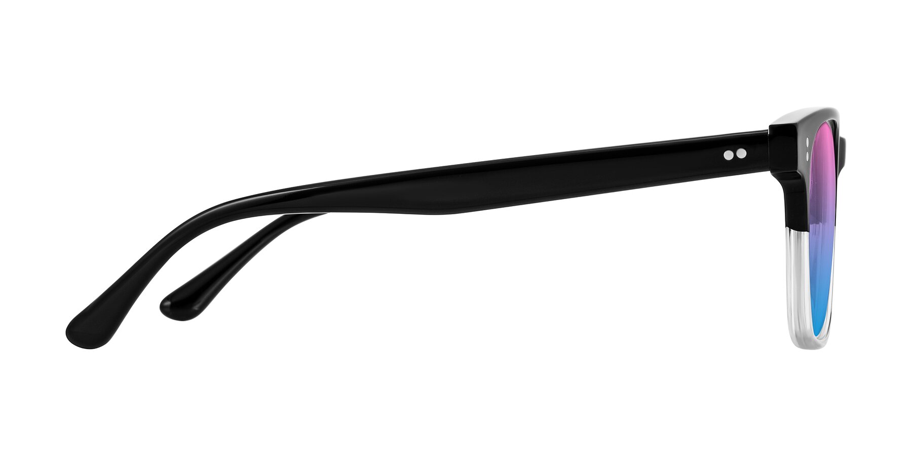 Side of Rhanna in Black/Clear with Pink / Blue Gradient Lenses