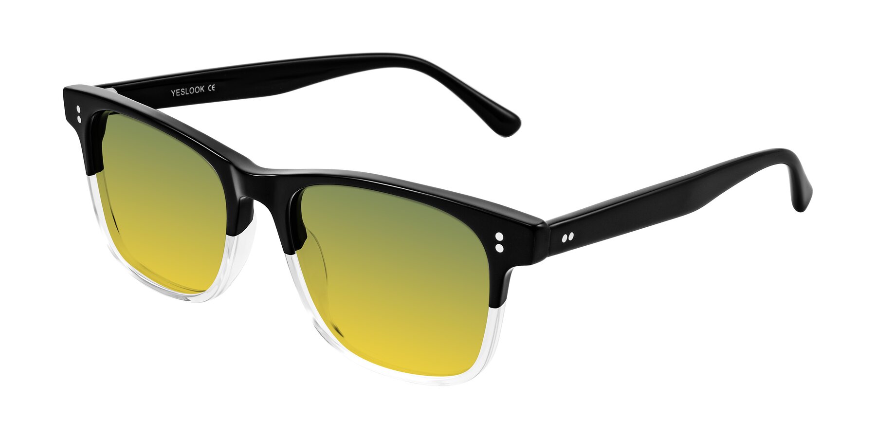 Angle of Rhanna in Black/Clear with Green / Yellow Gradient Lenses