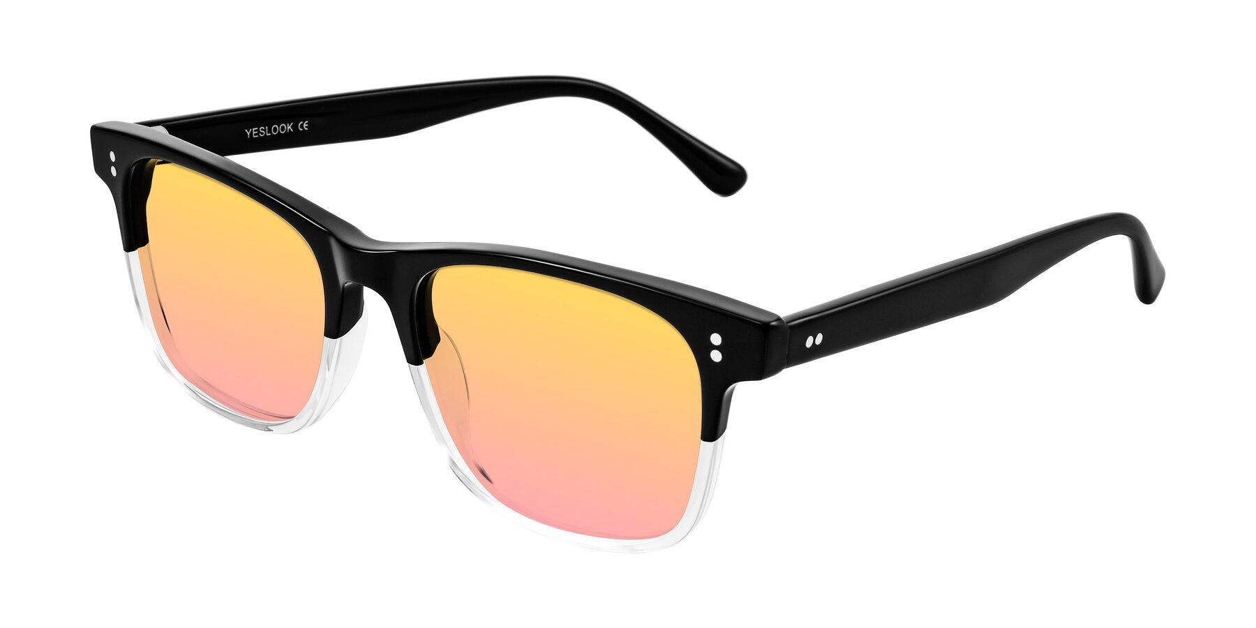 Angle of Rhanna in Black/Clear with Yellow / Pink Gradient Lenses
