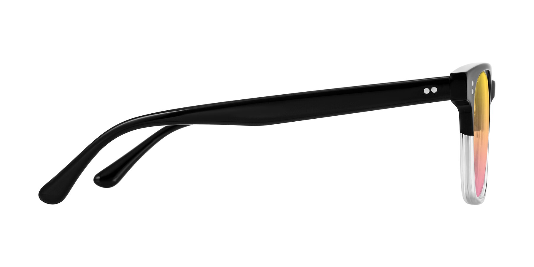 Side of Rhanna in Black/Clear with Yellow / Pink Gradient Lenses