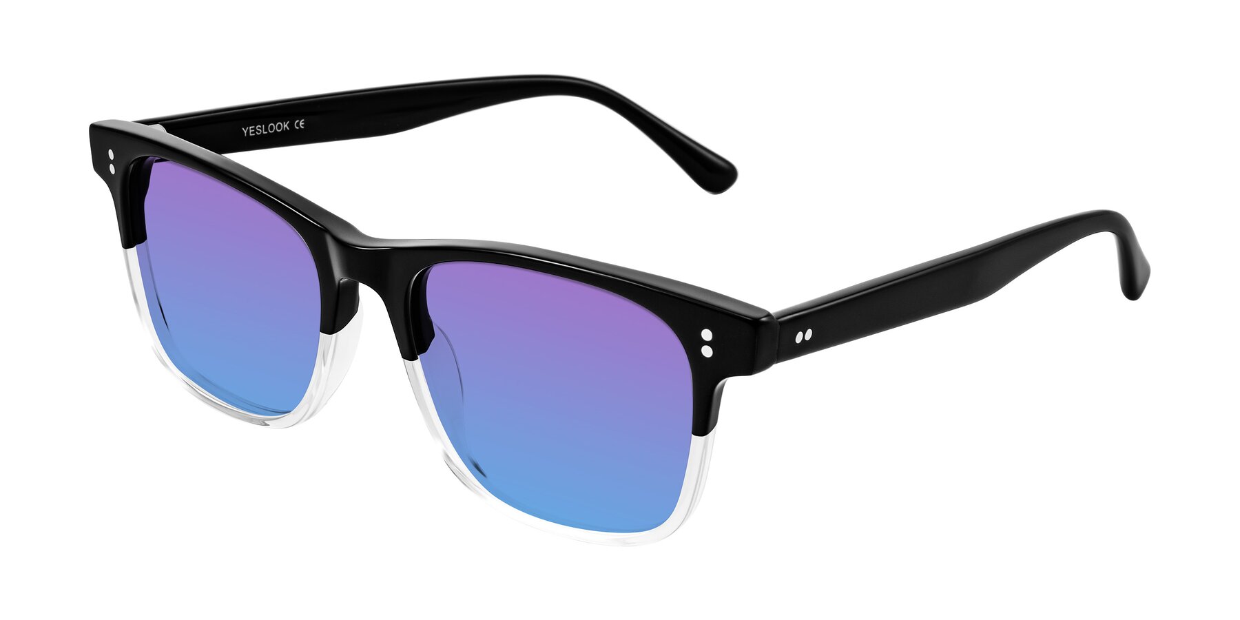 Angle of Rhanna in Black/Clear with Purple / Blue Gradient Lenses