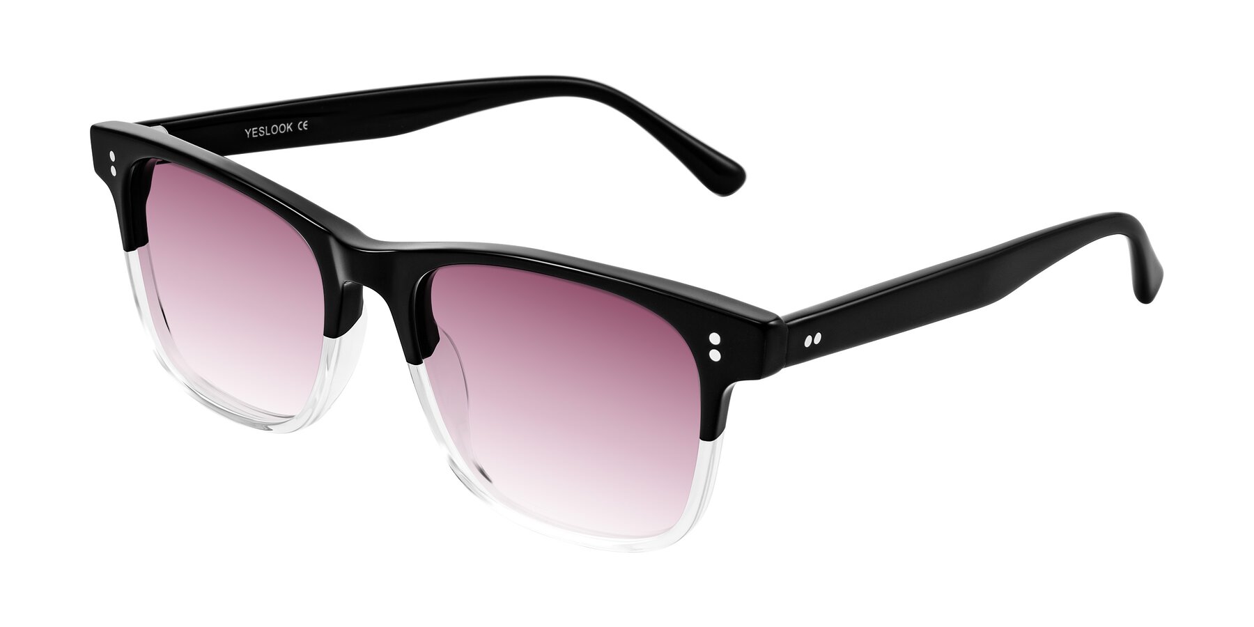 Angle of Rhanna in Black/Clear with Wine Gradient Lenses