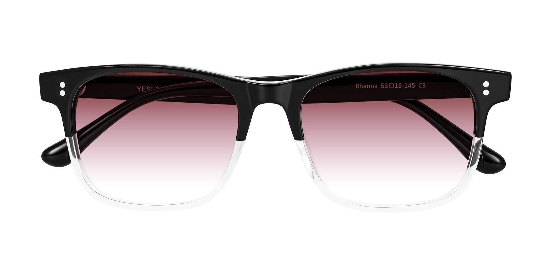 Folded Front of Rhanna in Black/Clear with Garnet Gradient Lenses