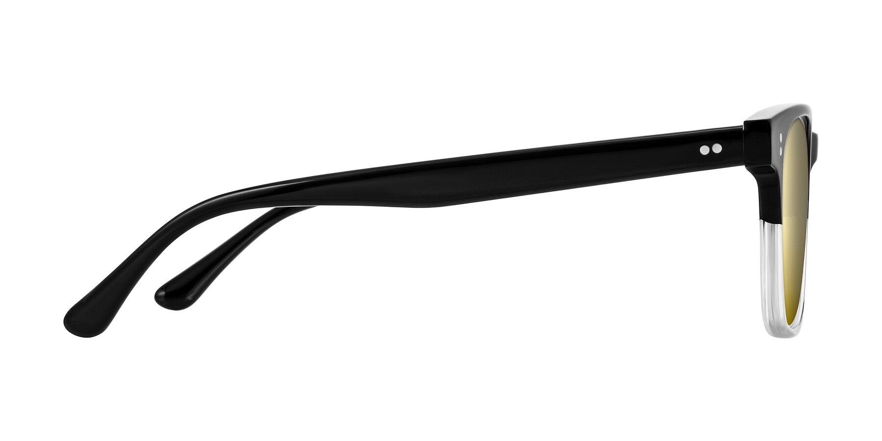 Side of Rhanna in Black/Clear with Gold Mirrored Lenses