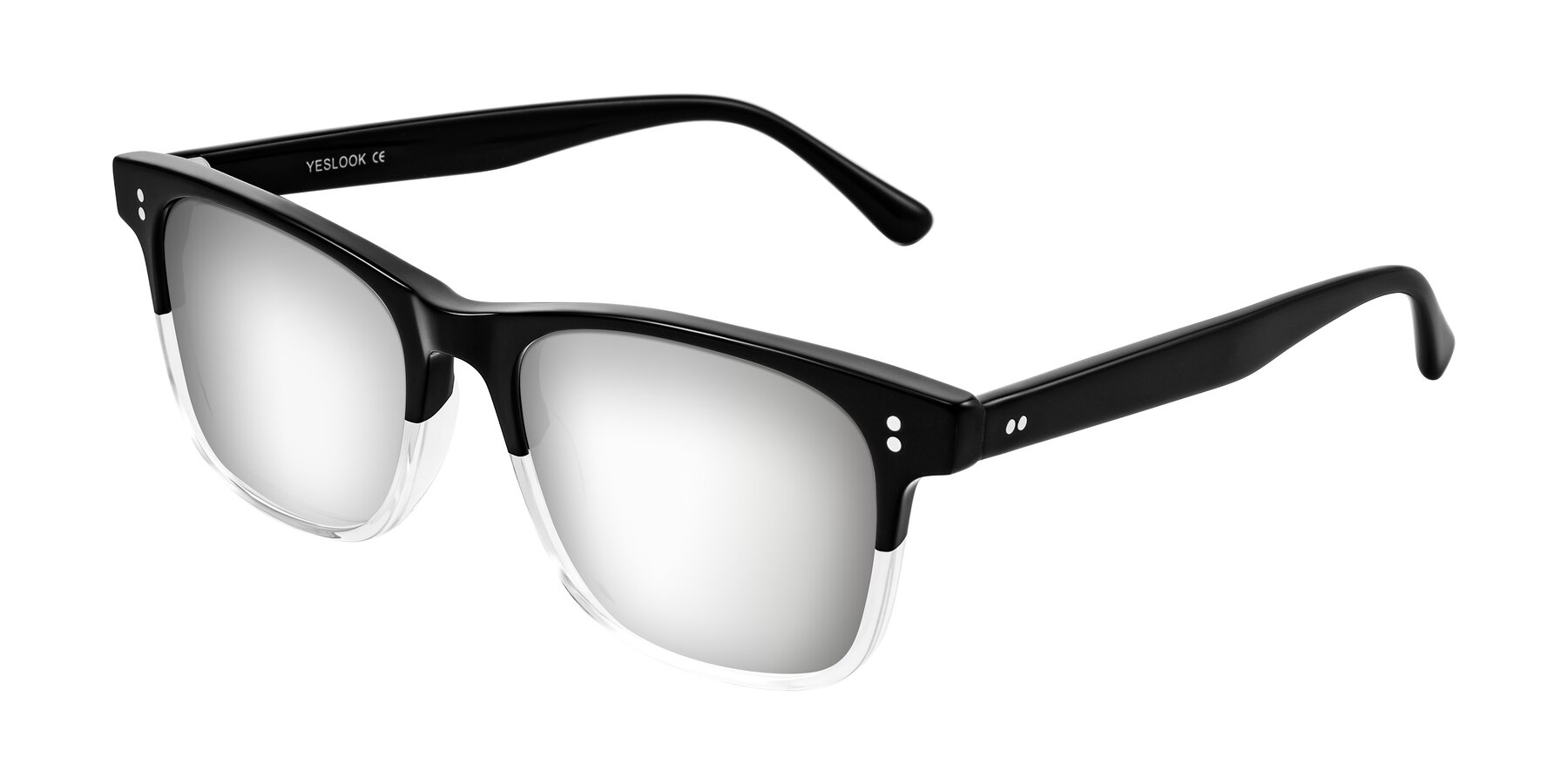 Angle of Rhanna in Black/Clear with Silver Mirrored Lenses