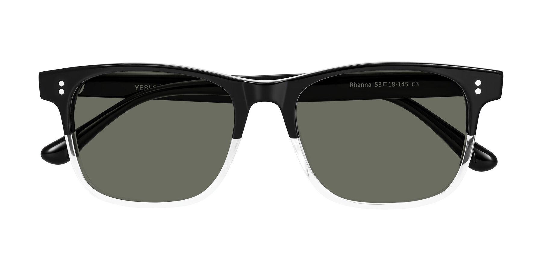 Folded Front of Rhanna in Black/Clear with Gray Polarized Lenses