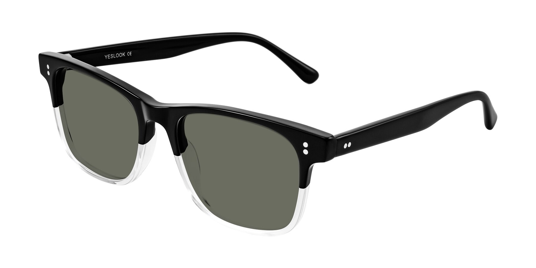Angle of Rhanna in Black/Clear with Gray Polarized Lenses
