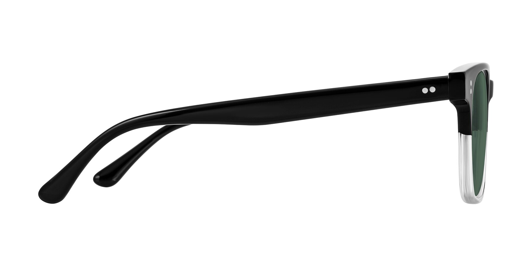 Side of Rhanna in Black/Clear with Green Polarized Lenses