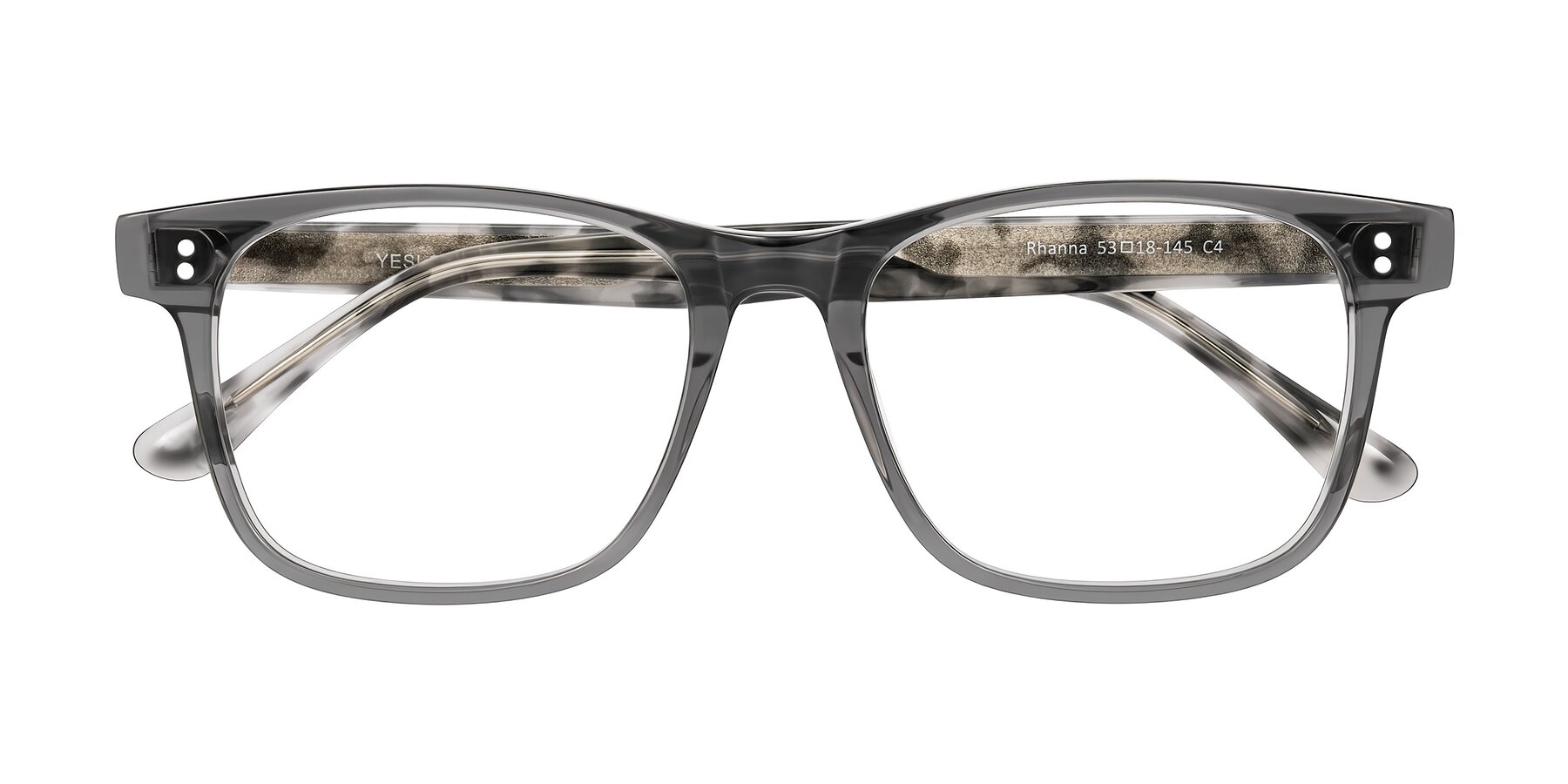 Folded Front of Rhanna in Gray/Tortoise with Clear Reading Eyeglass Lenses
