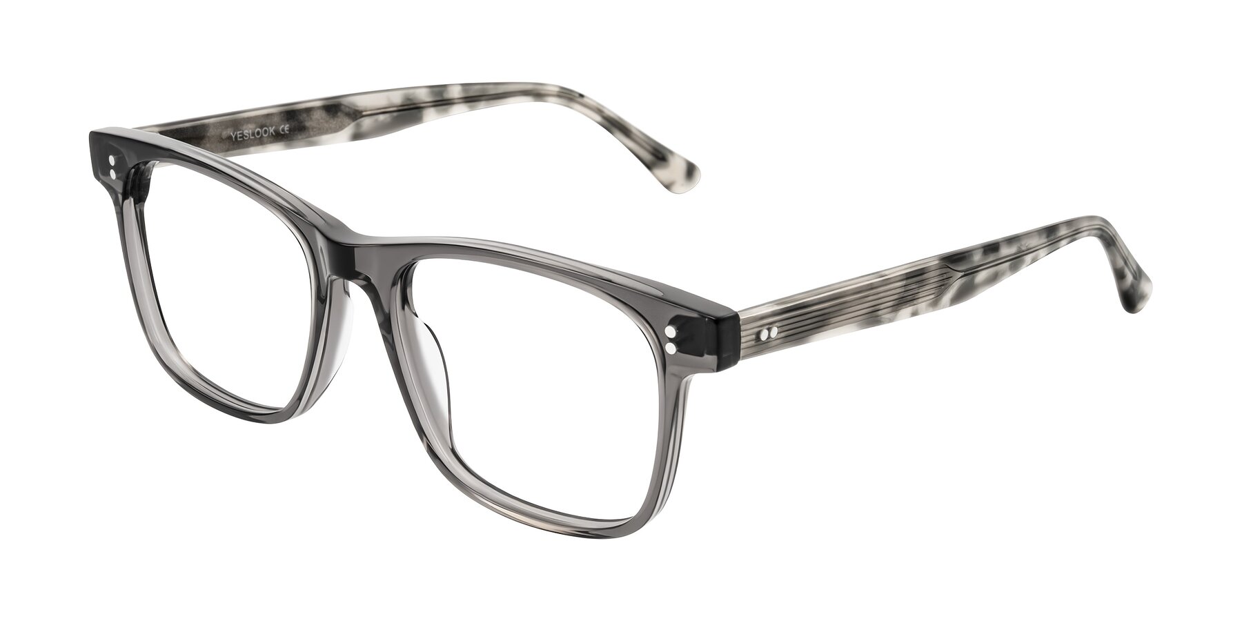Angle of Rhanna in Gray/Tortoise with Clear Reading Eyeglass Lenses