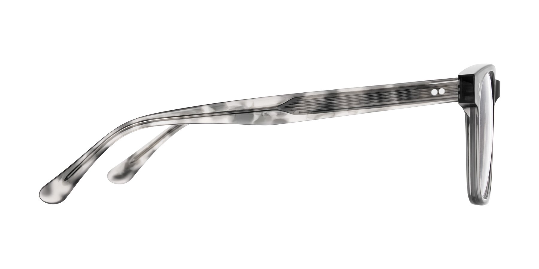 Side of Rhanna in Gray/Tortoise with Clear Reading Eyeglass Lenses
