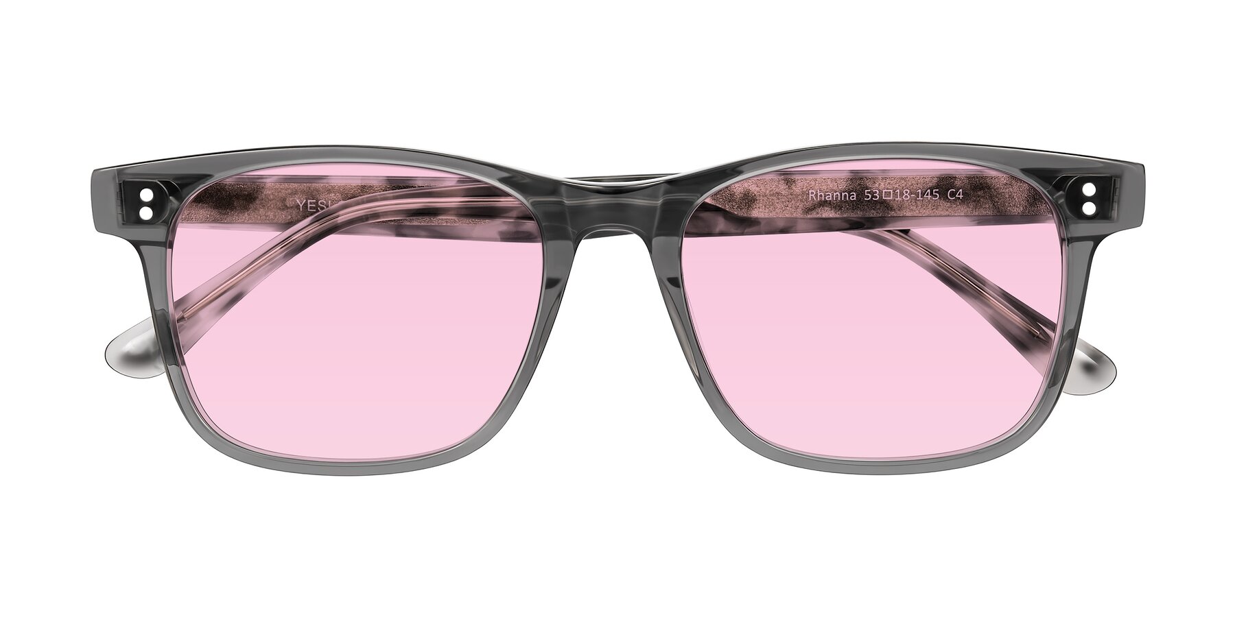 Folded Front of Rhanna in Gray/Tortoise with Light Pink Tinted Lenses