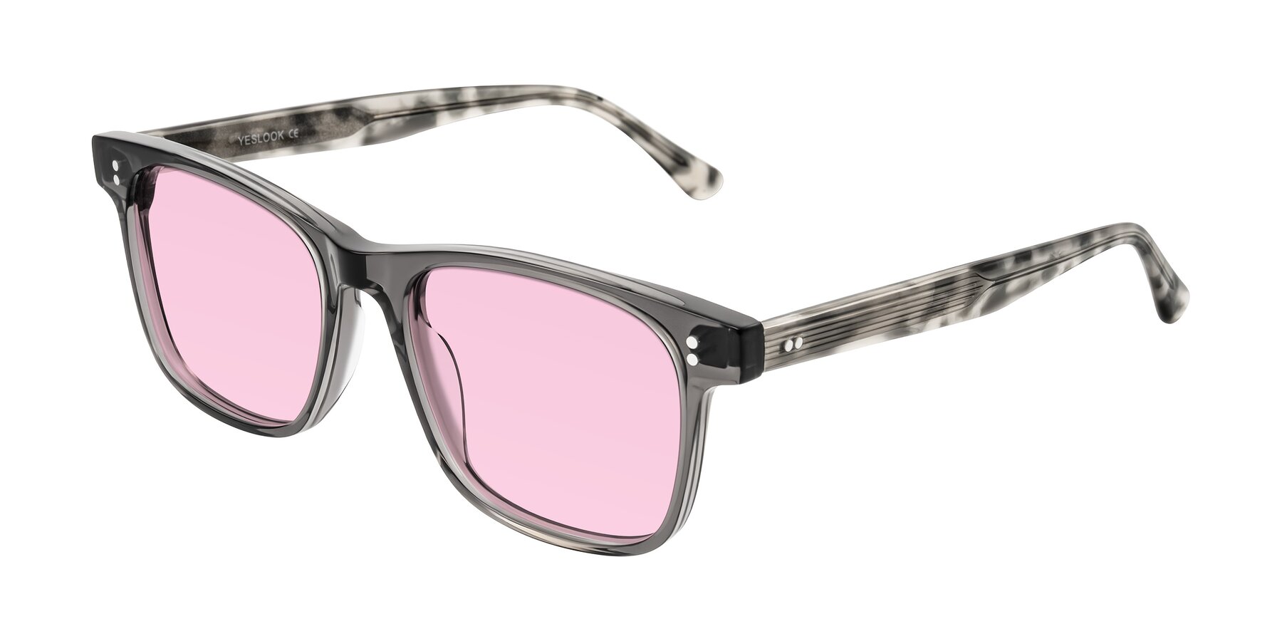 Angle of Rhanna in Gray/Tortoise with Light Pink Tinted Lenses