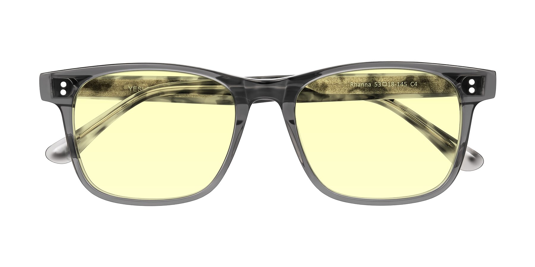 Folded Front of Rhanna in Gray/Tortoise with Light Yellow Tinted Lenses