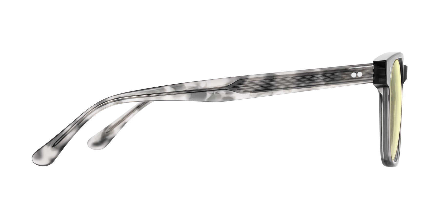 Side of Rhanna in Gray/Tortoise with Light Yellow Tinted Lenses